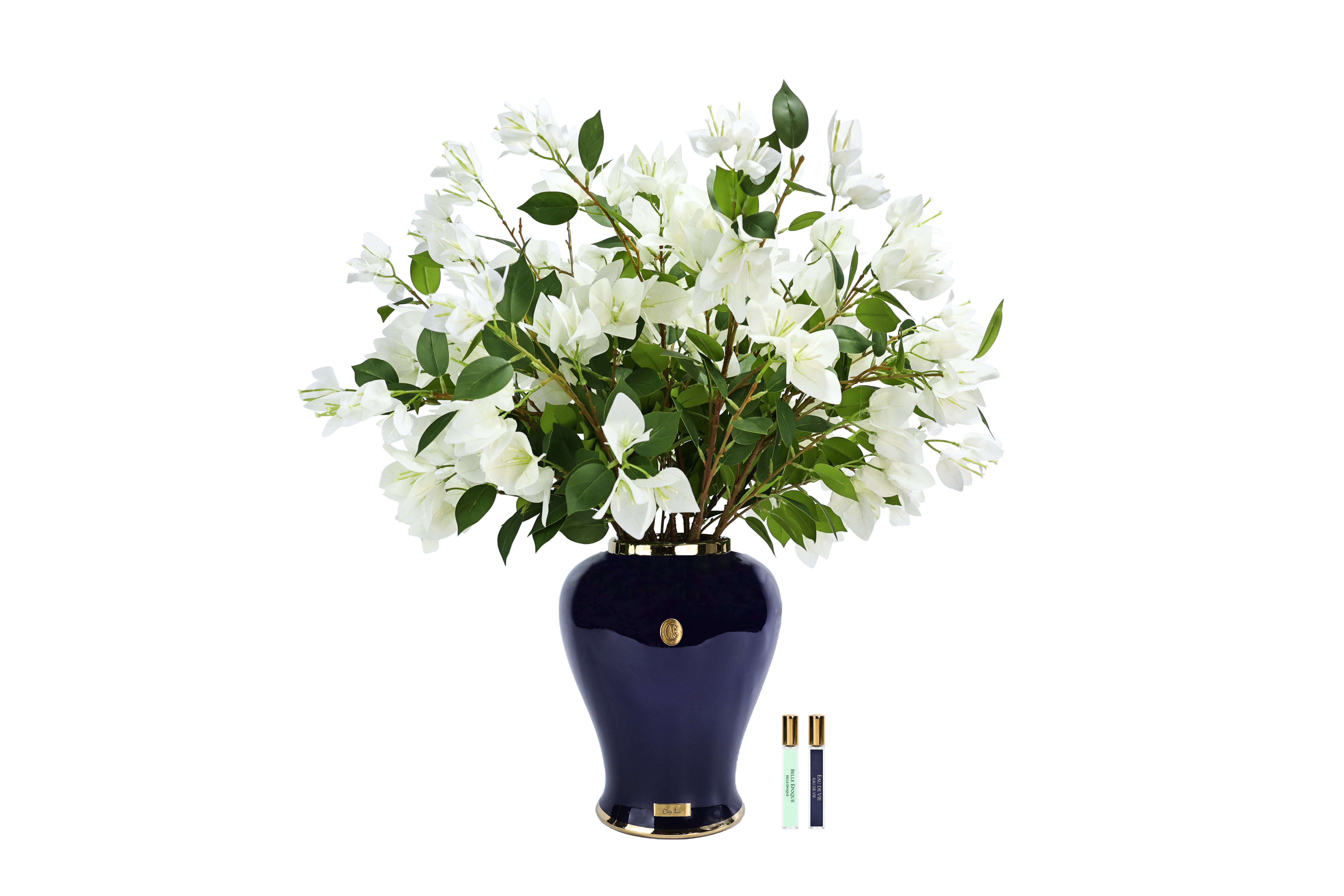 Côte Noire Imperial IMPB01 bougainvillée urne indigo blanc 70cm