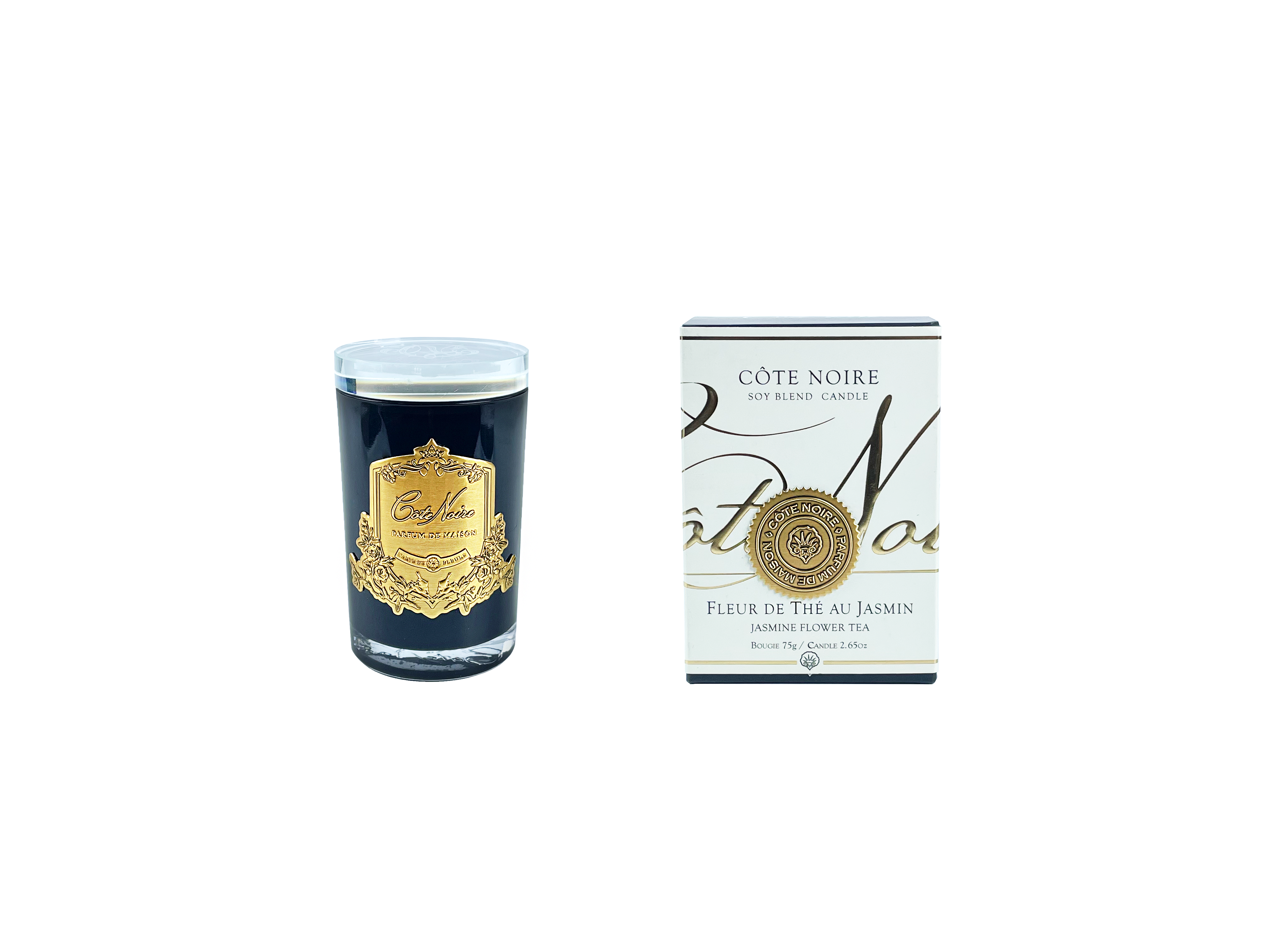 Côte Noire Soy Blend 450 g bougie jasmin verre fumé