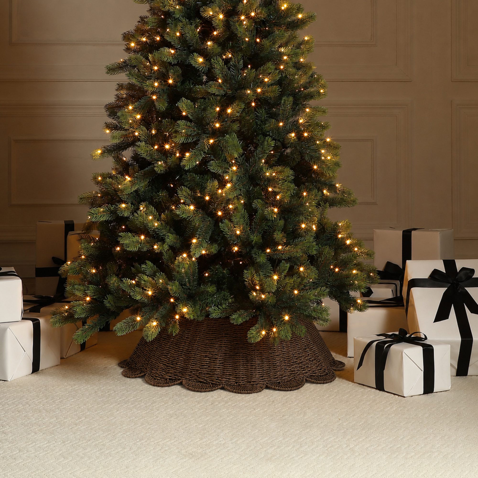 Sia Home Cache-pied sapin jupe 84 cm marron corde papier