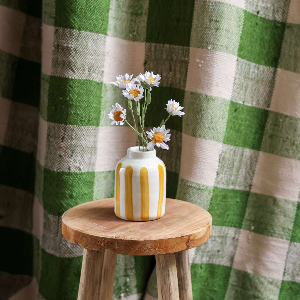 Flowrette Soliflore rayé jaune petit vase céramique