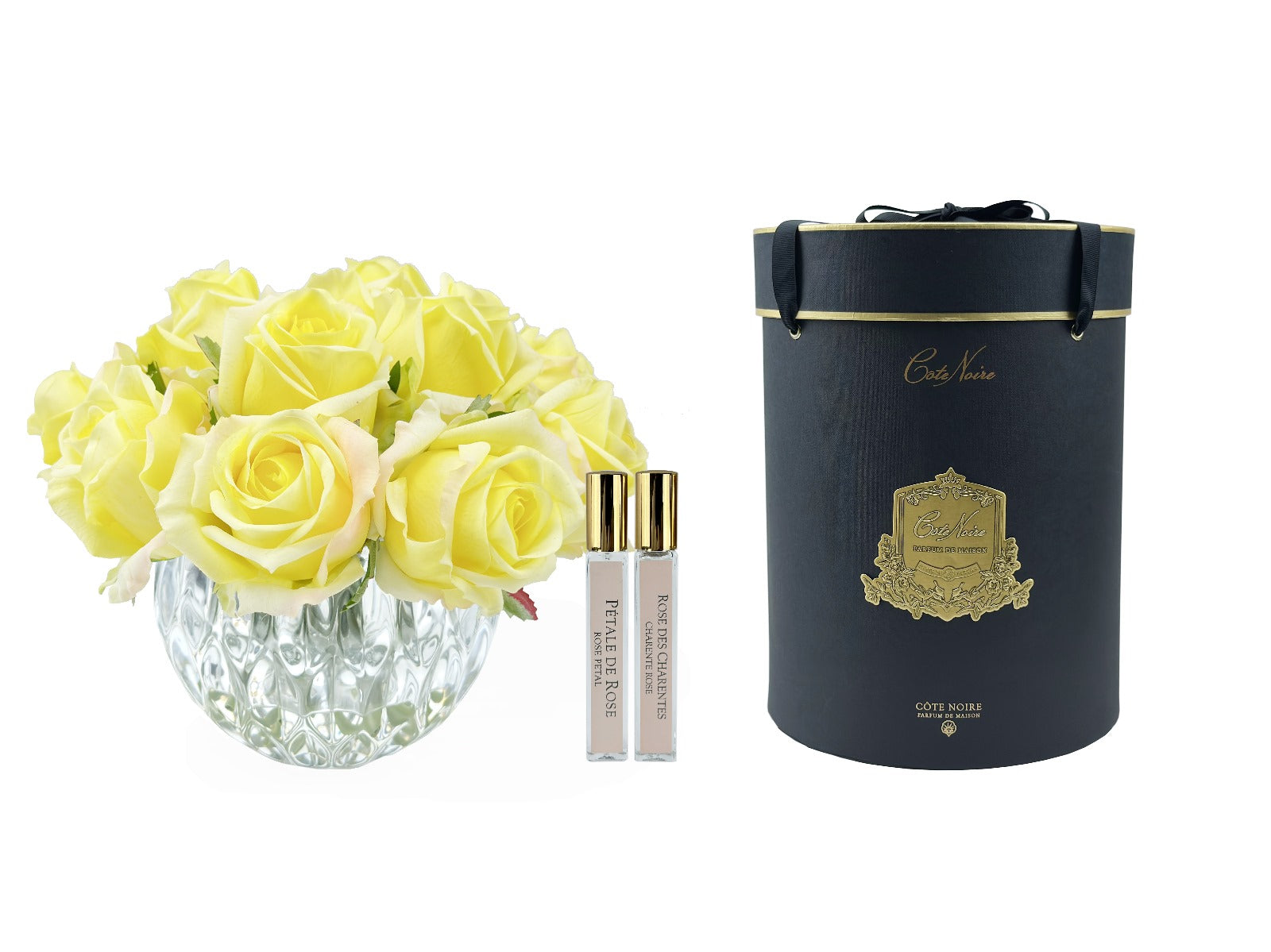 Côte Noire Grand Bouquets RRB08 bouquet roses jaunes vase rond