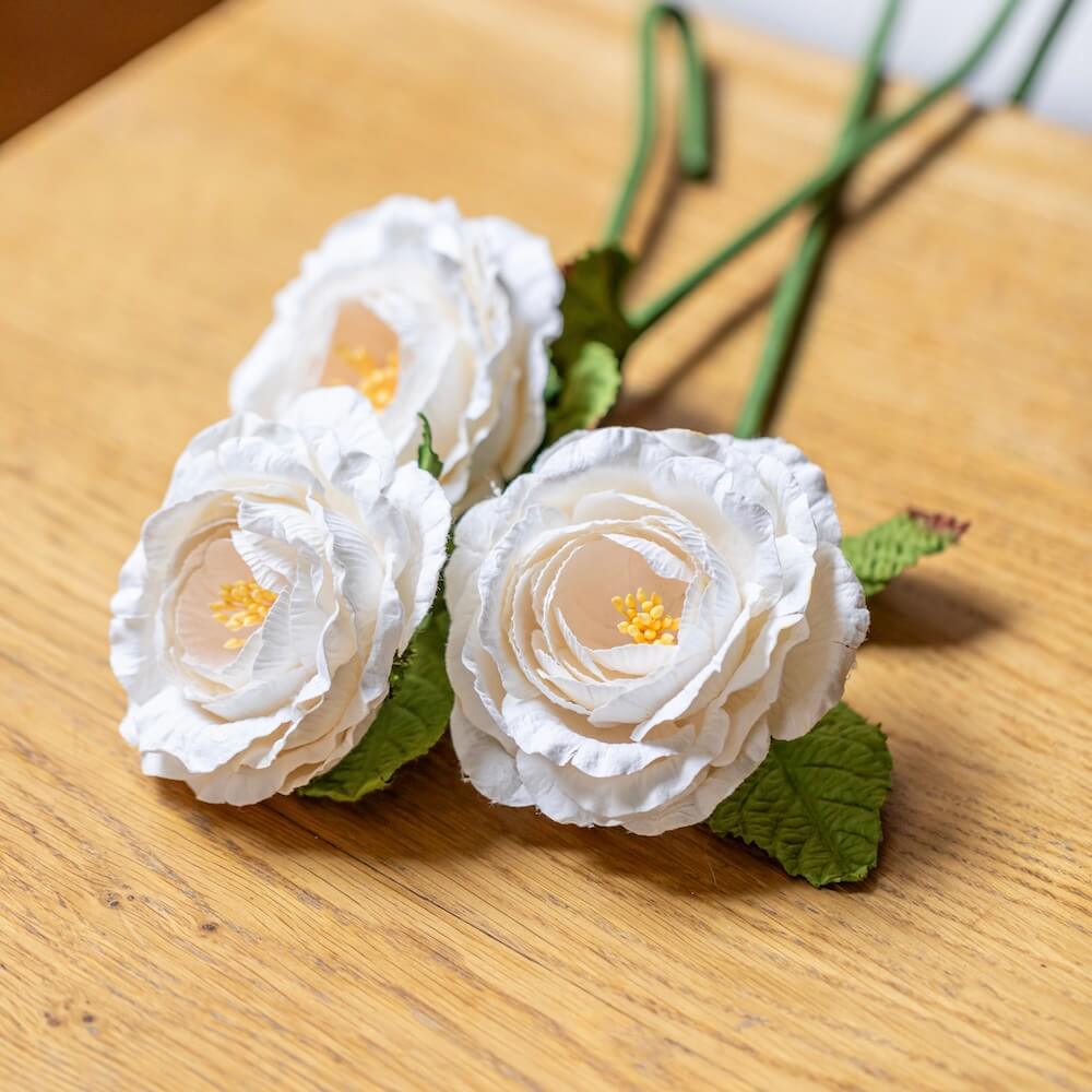 Flowrette Rose anglaise fleur papier blanche x1 durable