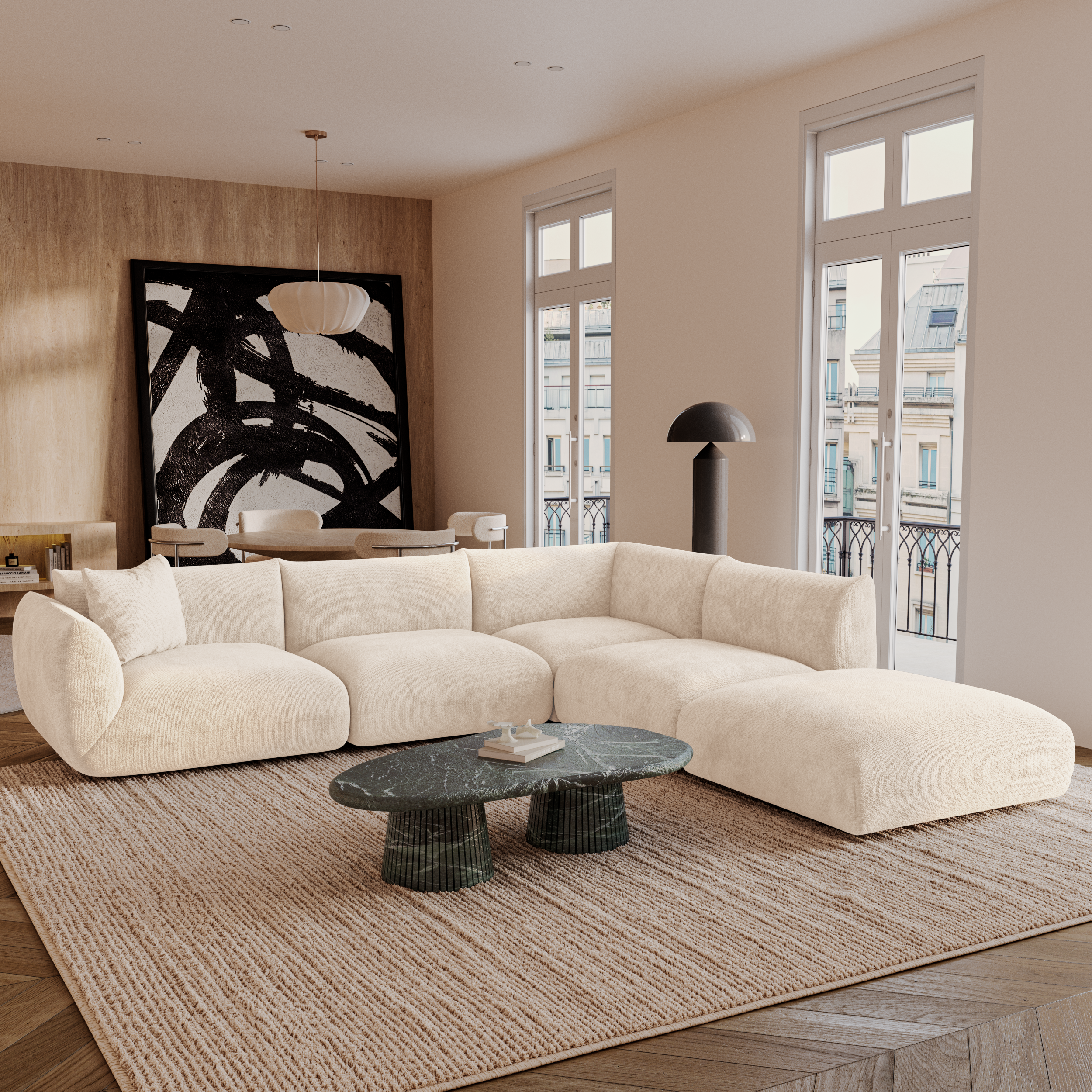 Sia Home Nooma canapé modulable 7 places crème