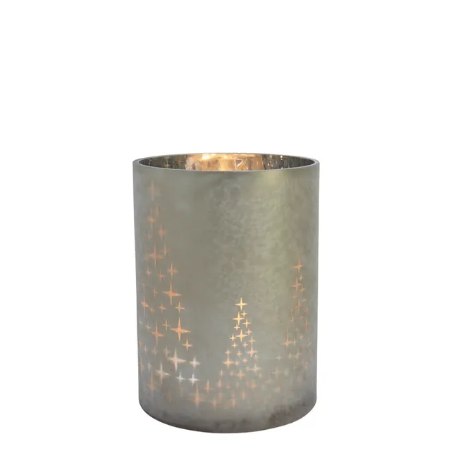 Sia Home Starry Photophore Verre 24 cm Gris