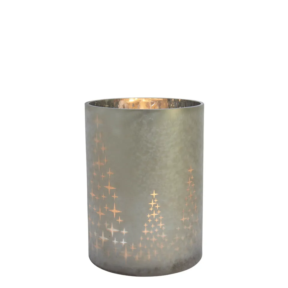 Sia Home Starry Photophore Verre 24 cm Gris