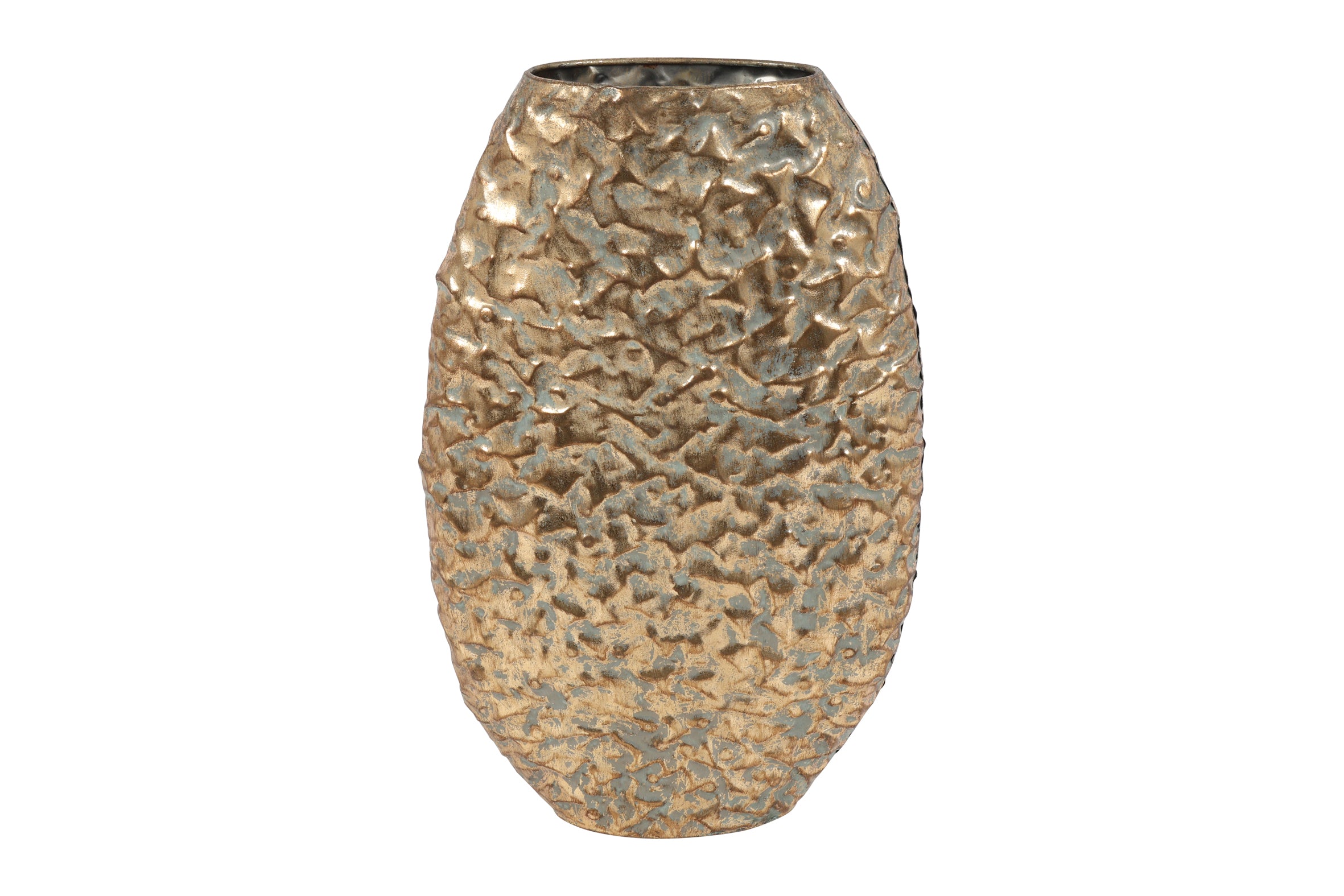 Feuillazur Rungis vase oval doré verrerie 30x9x48 cm