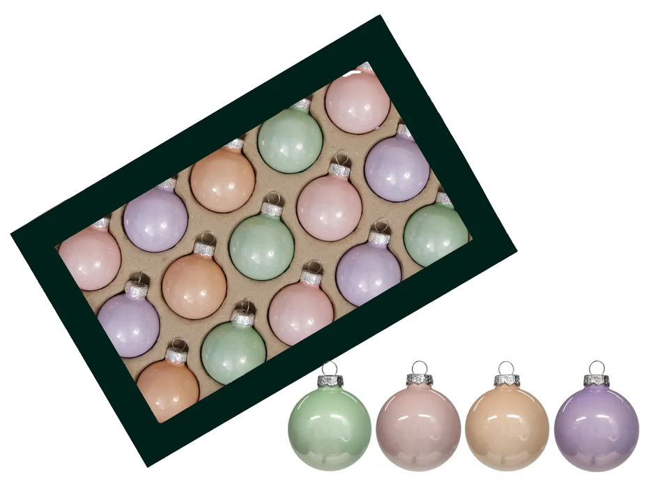 Feuillazur Rungis Boîte 15 boules Noël pastel 4cm déco