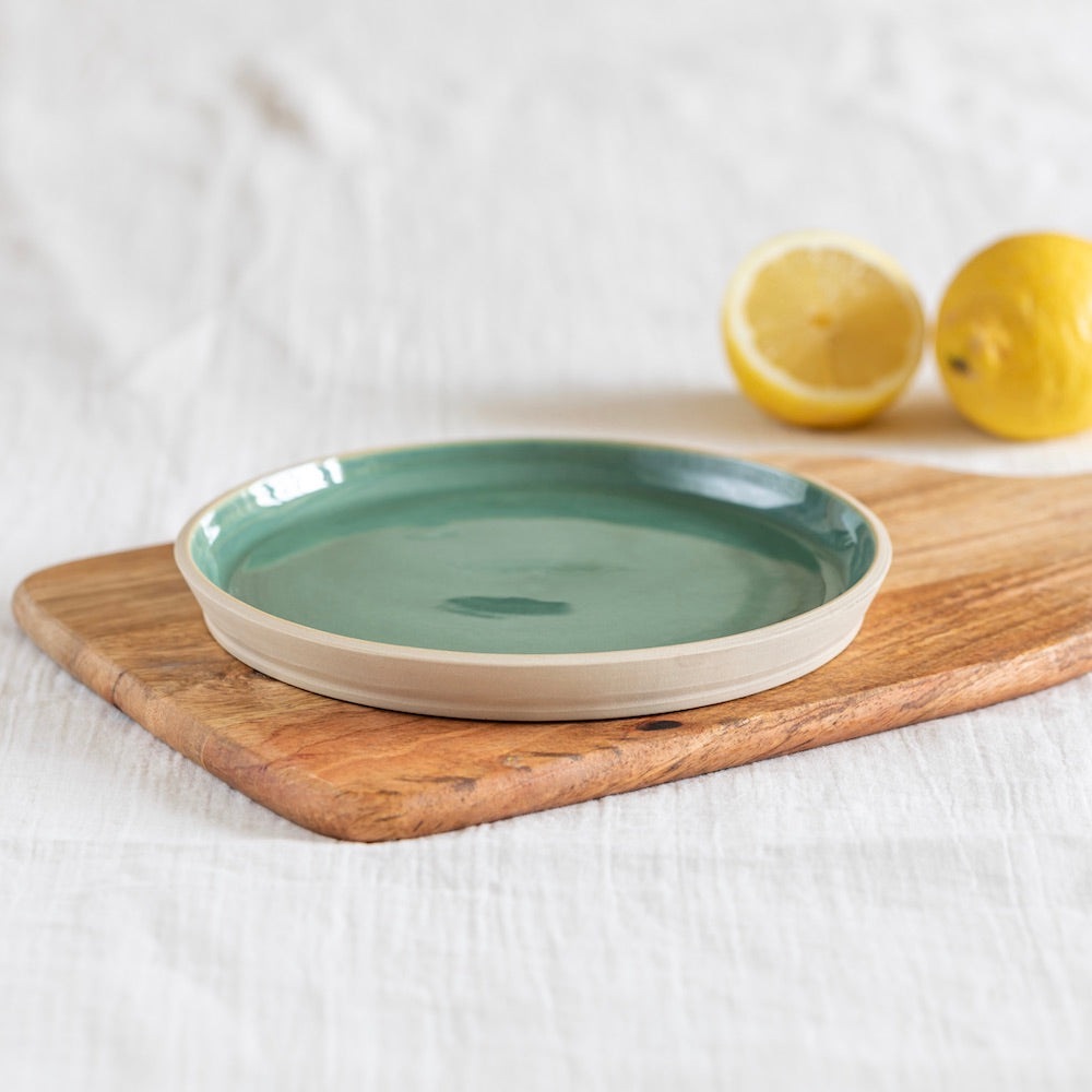 Flowrette Hélios assiette dessert céramique verte x1