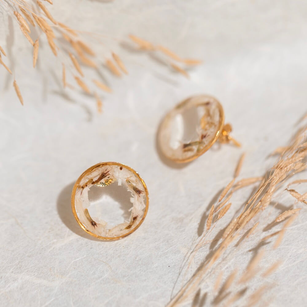 Flowrette Alba bague fleurs séchées dorée ajustable