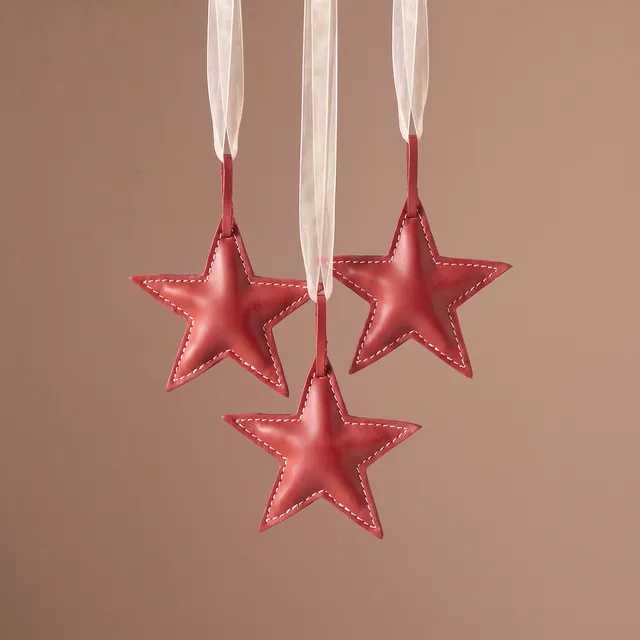 Sia Home Étoile suspension Noël cuir rouge 10 cm