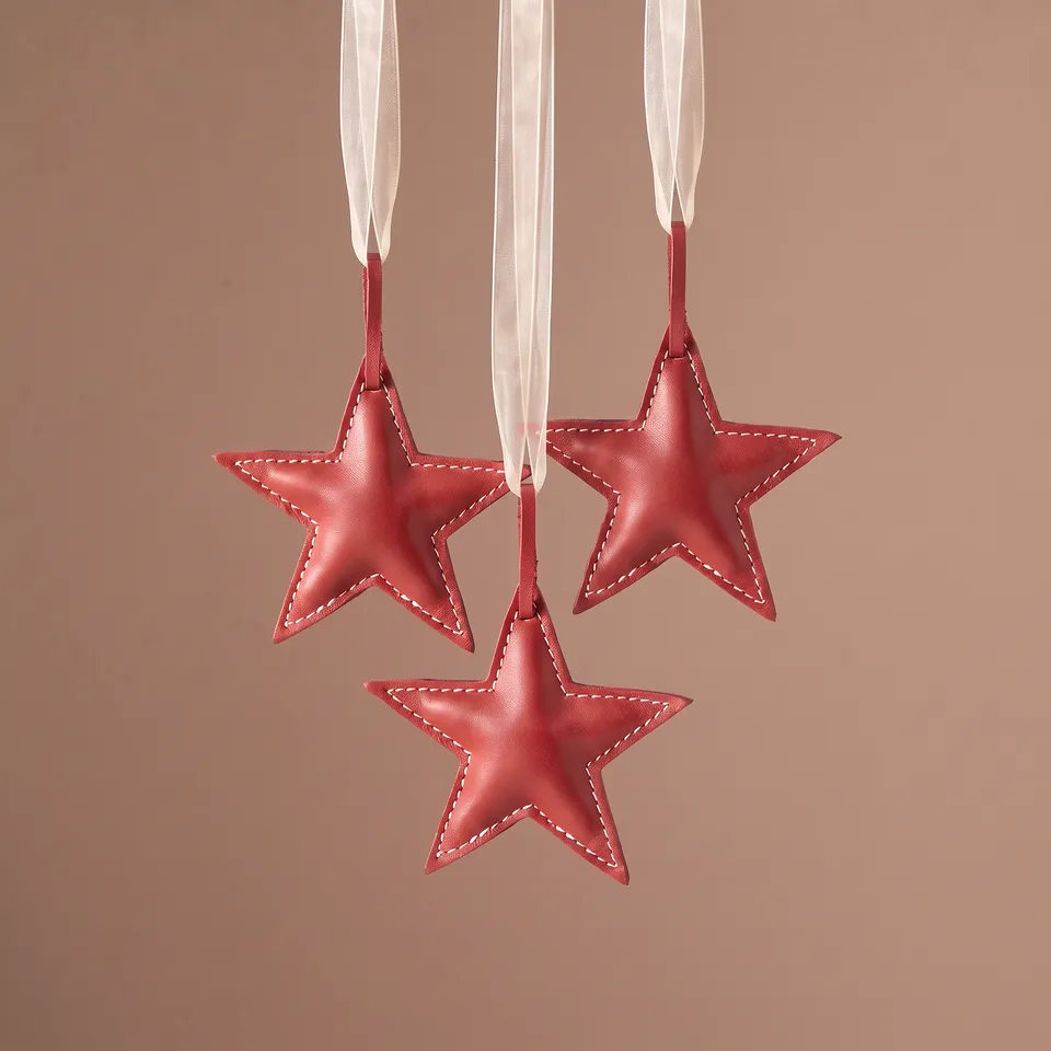 Sia Home Étoile suspension Noël cuir rouge 10 cm