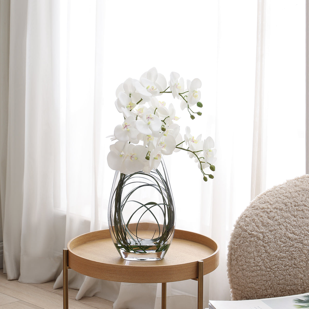 Sia Home Compositions florales orchidée blanche 46 cm vase