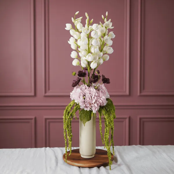 Flowrette Apolline bouquet fleurs artificielles blanc rose