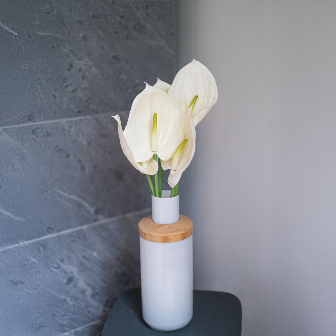 Flowrette Anthurium crème fleur artificielle tige x1 Real Touch
