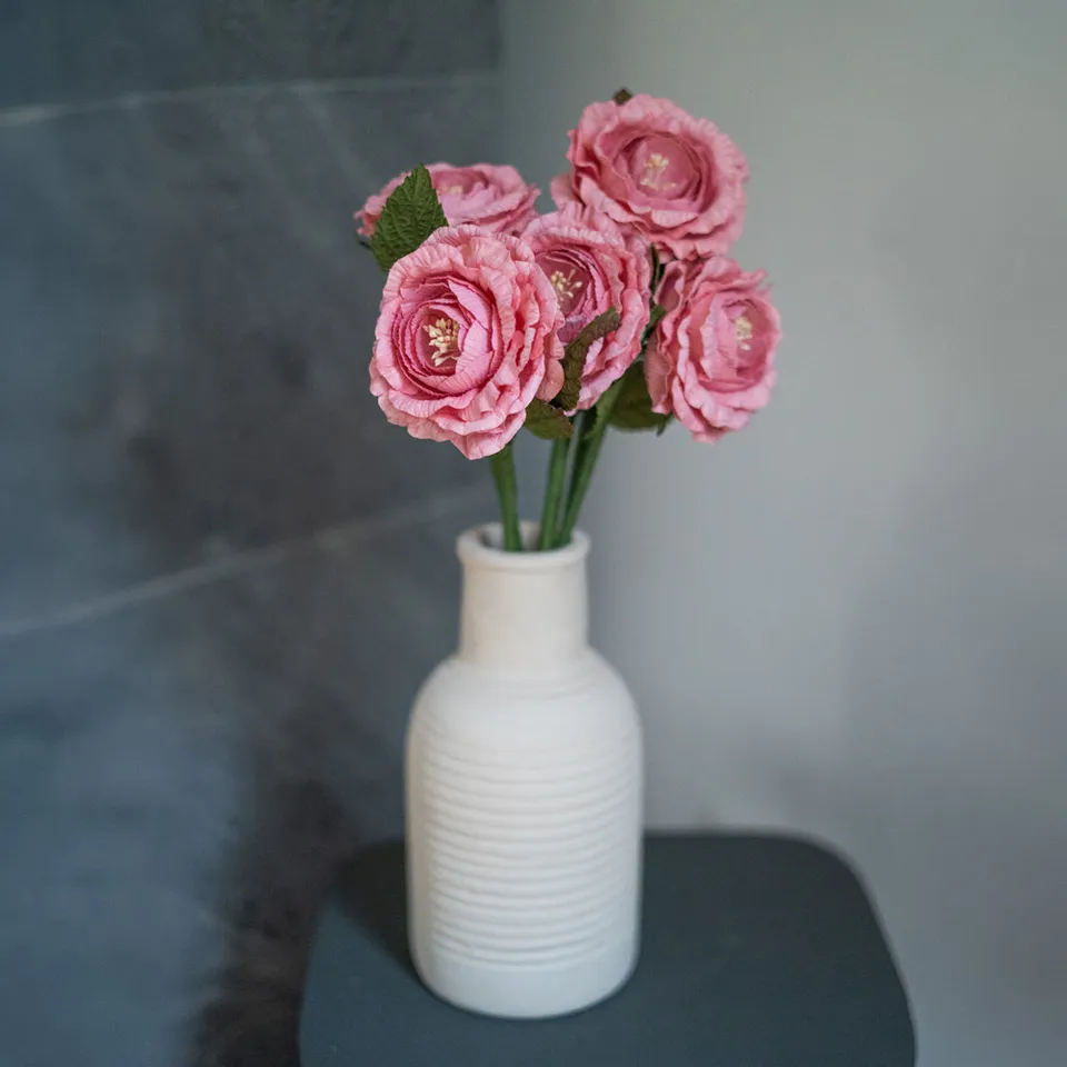 Flowrette Rose anglaise fleur papier rose tendre x1