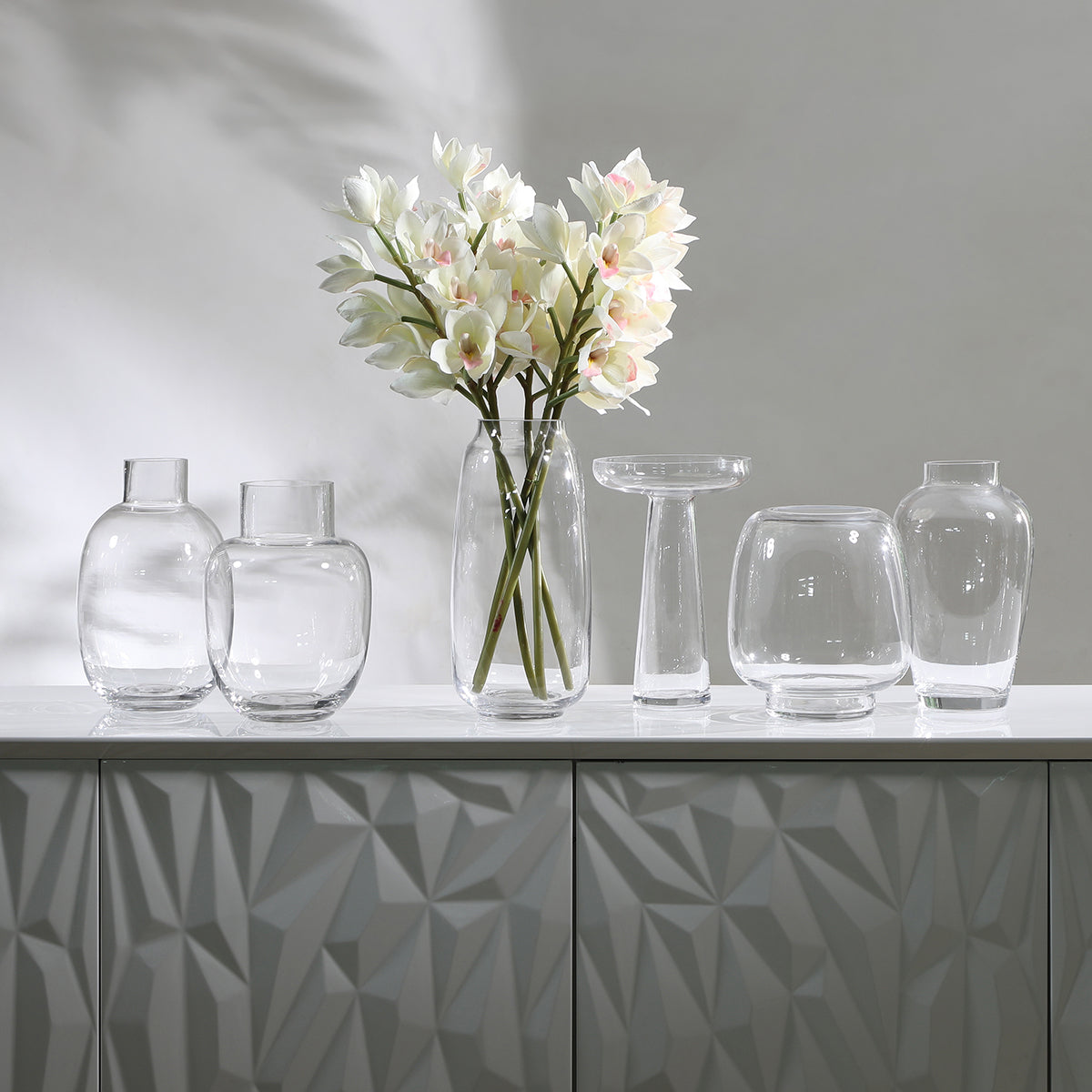 Sia Home Évasé vase transparent verre 27 cm