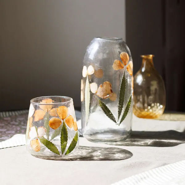 Flowrette Kalika photophore verre fleurs séchées