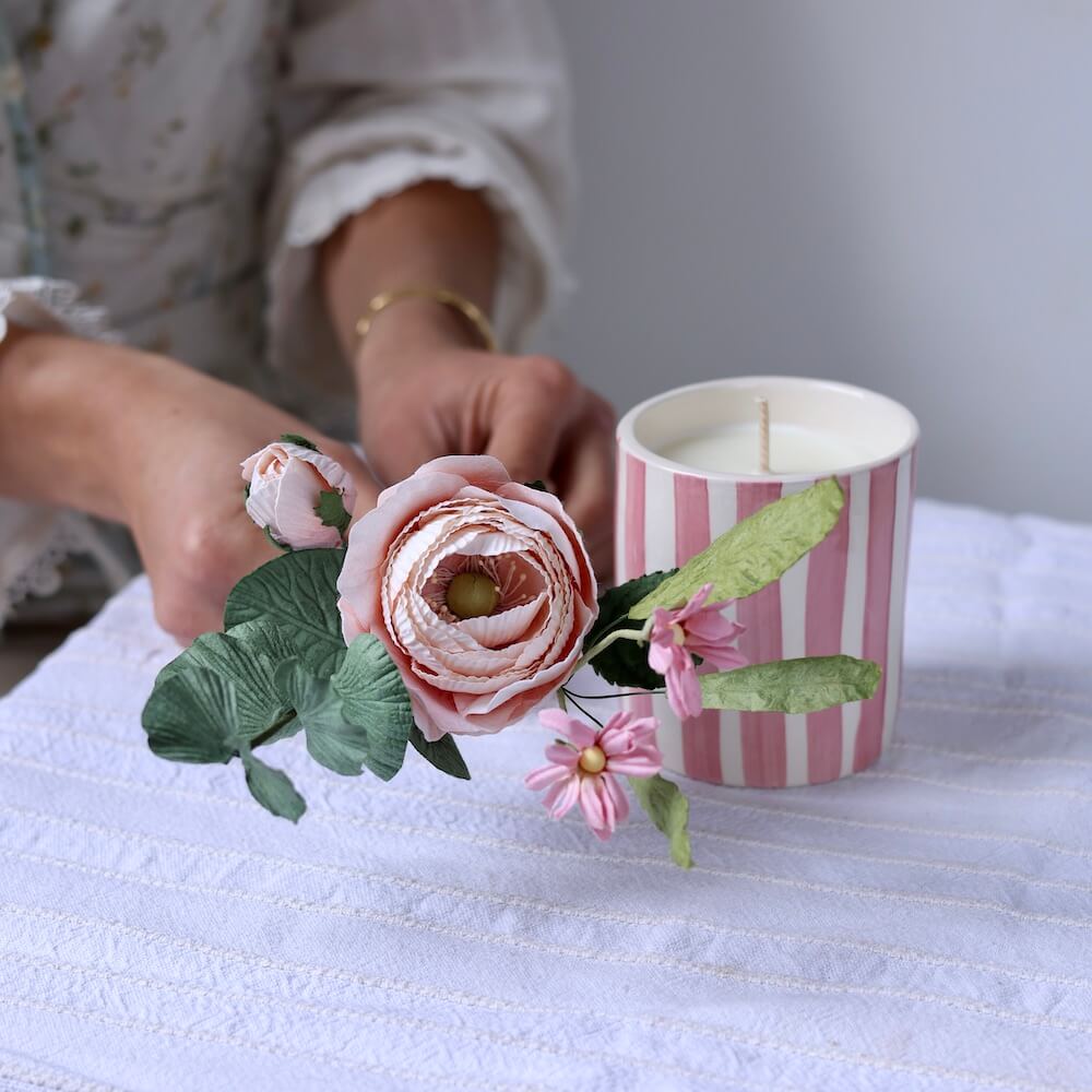 Flowrette Lueur Florale coffret rose bouquet papier bougie