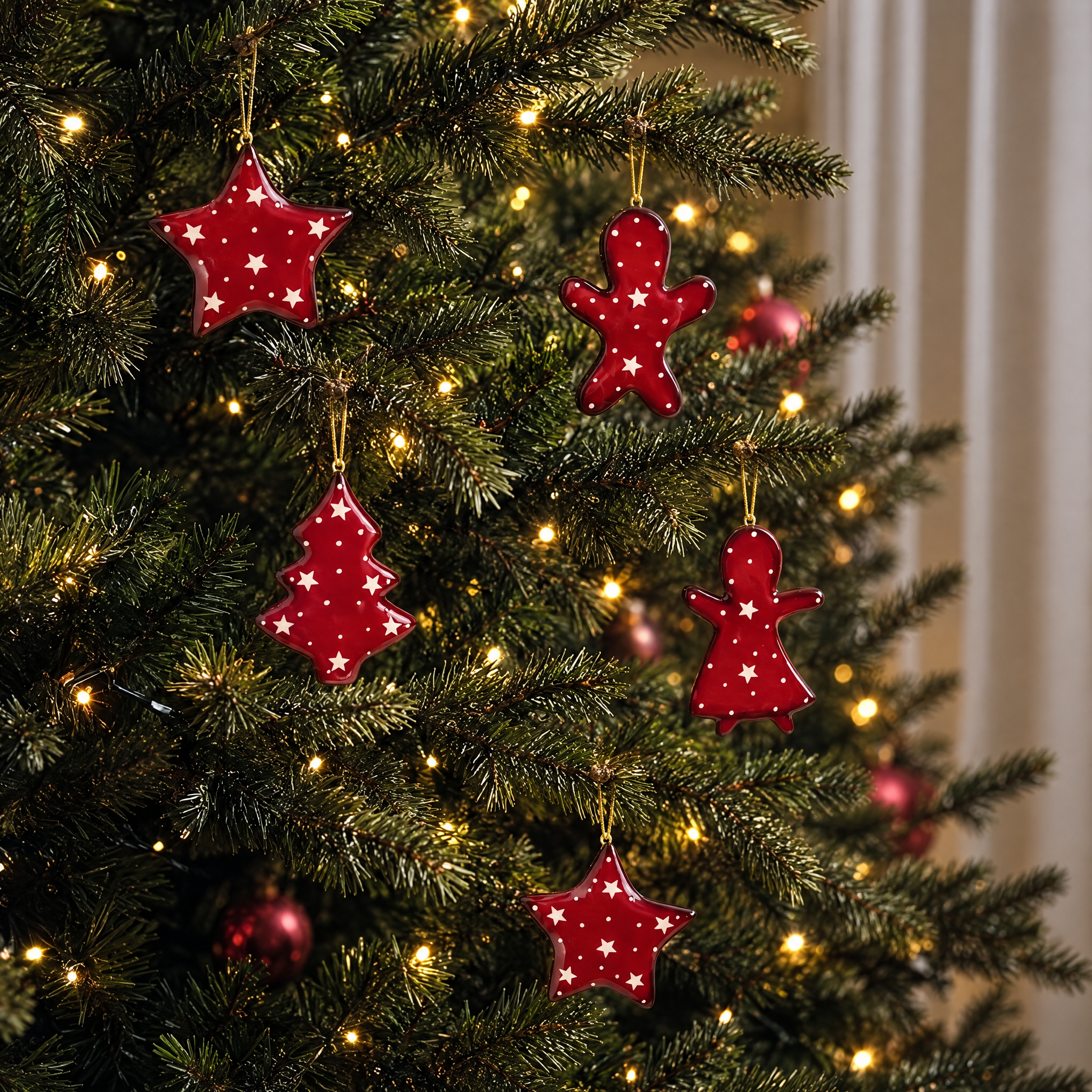 Sia Home Holly suspensions Noël rouge lot 4 porcelaine