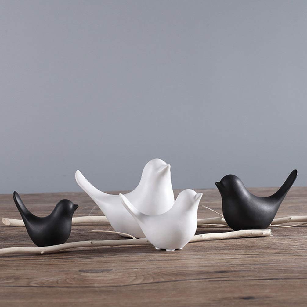 Winomo lot 2 oiseaux céramique blanche déco minimaliste