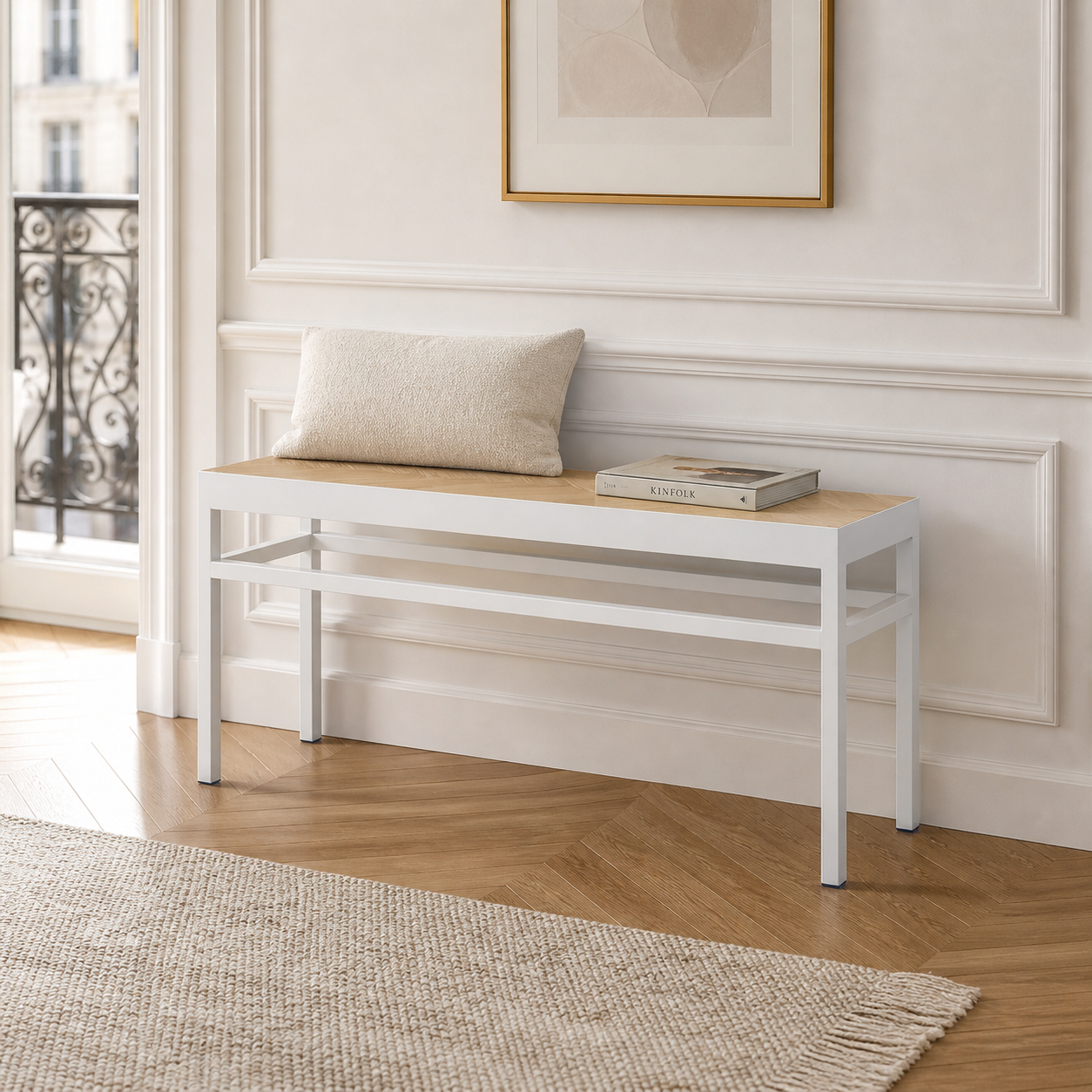 Sia Home Irene 100x25 cm banc blanc acier