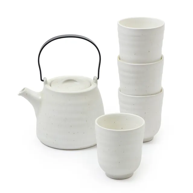 Sia Home Kyoto service à thé grès beige vert 5 pièces