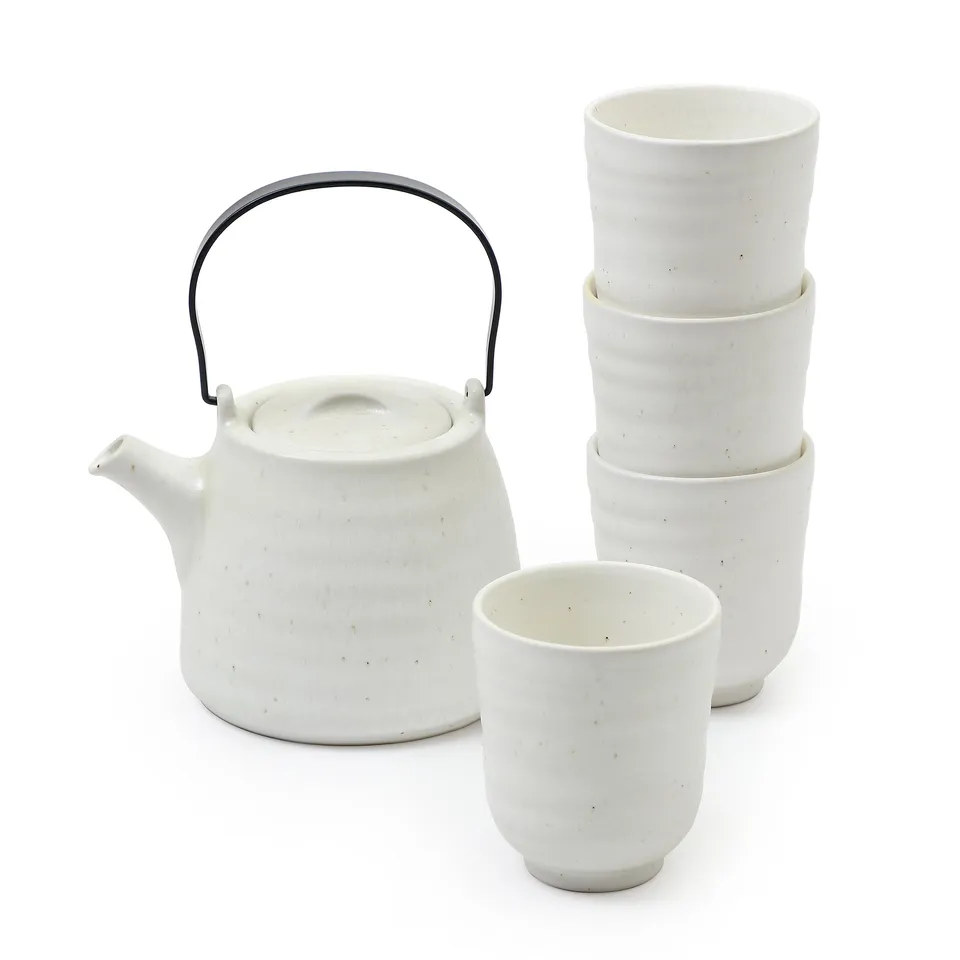 Sia Home Kyoto service à thé grès beige vert 5 pièces