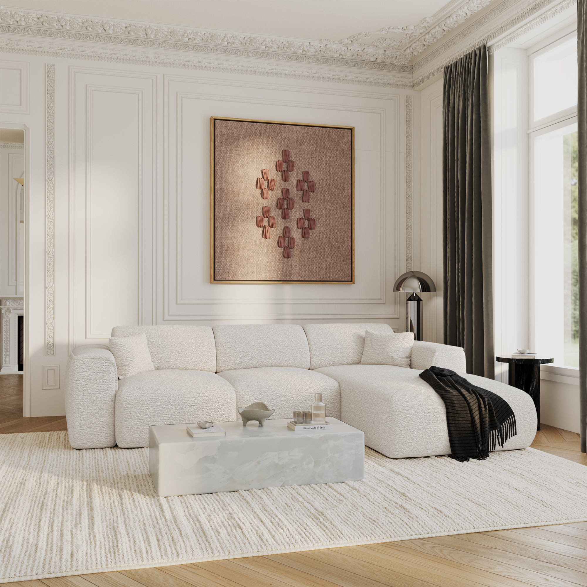 Sia Home Yuma canapé convertible angle droit crème