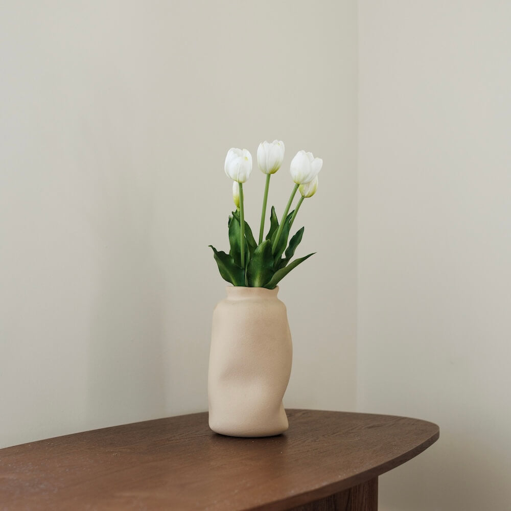 Flowrette Fleurs artificielles Botte 5 tulipes blanches x1