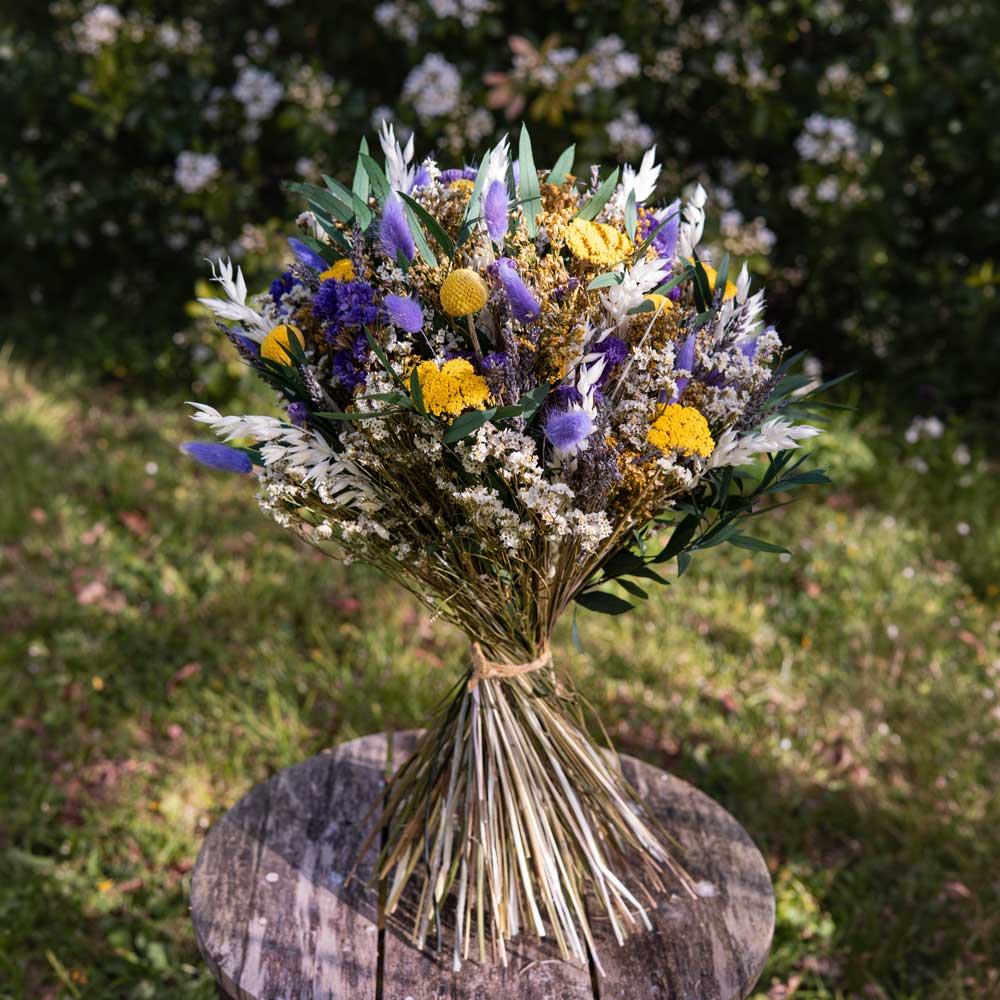 Flowrette Marceau bouquet fleurs séchées M jaune violet