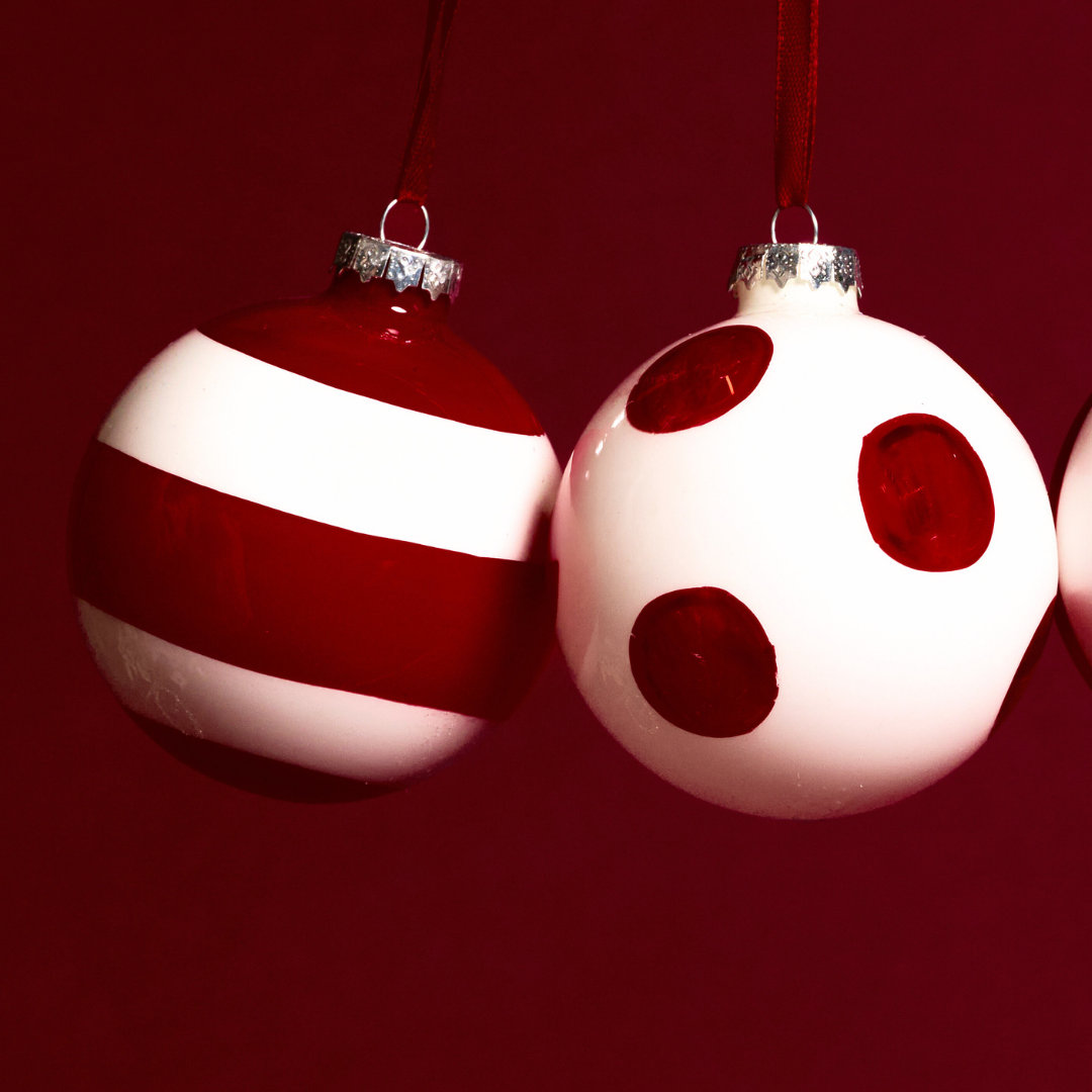 Sia Home Boules de Noël Graphiques verre rouge lot 3