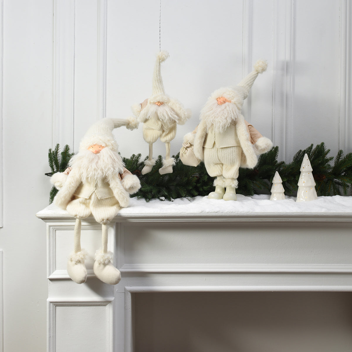 Sia Home Velvet Père Noël à asseoir 78 cm crème