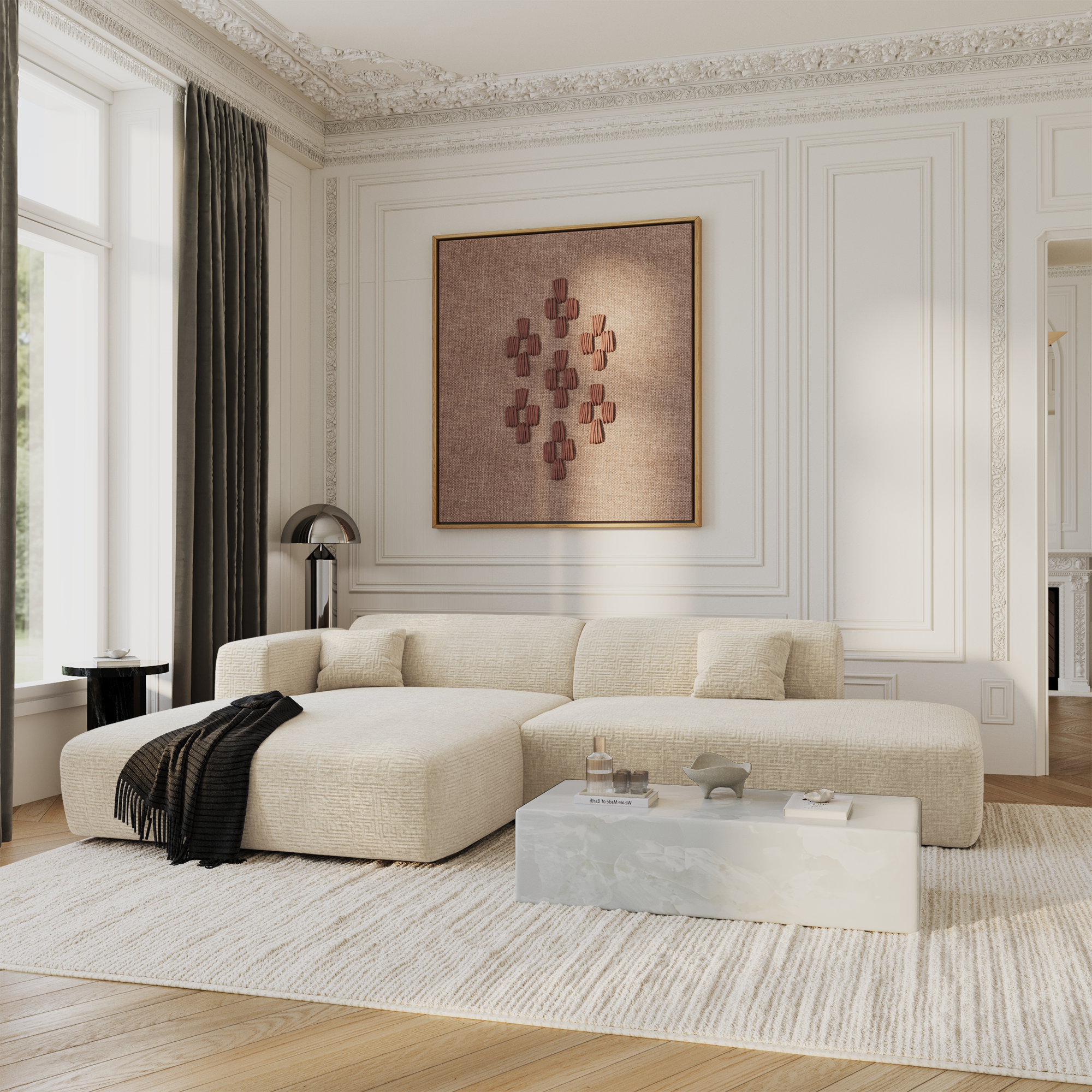 Sia Home Myra canapé d'angle gauche 5 places crème