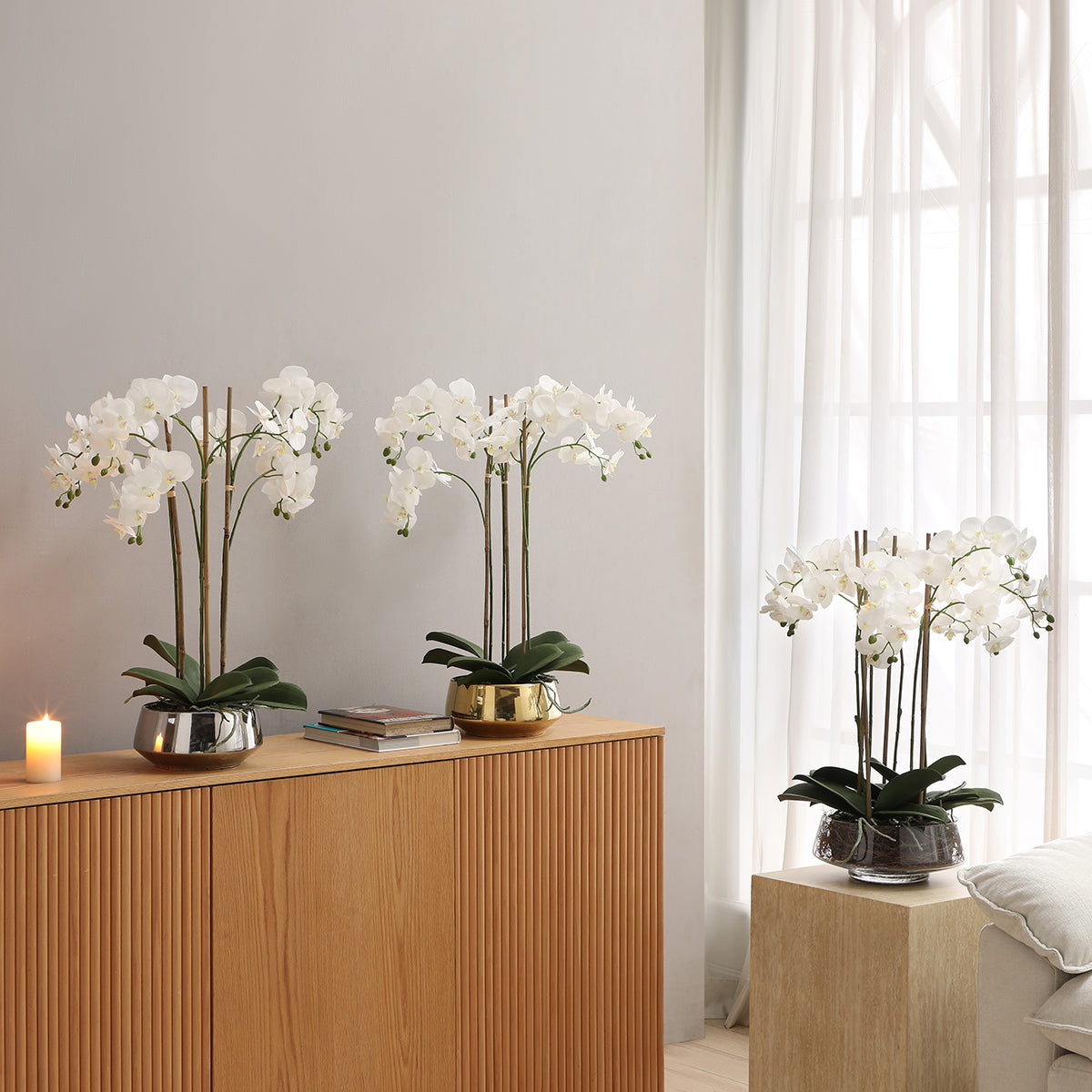 Sia Lena composition orchidée artificielle blanc 72 cm