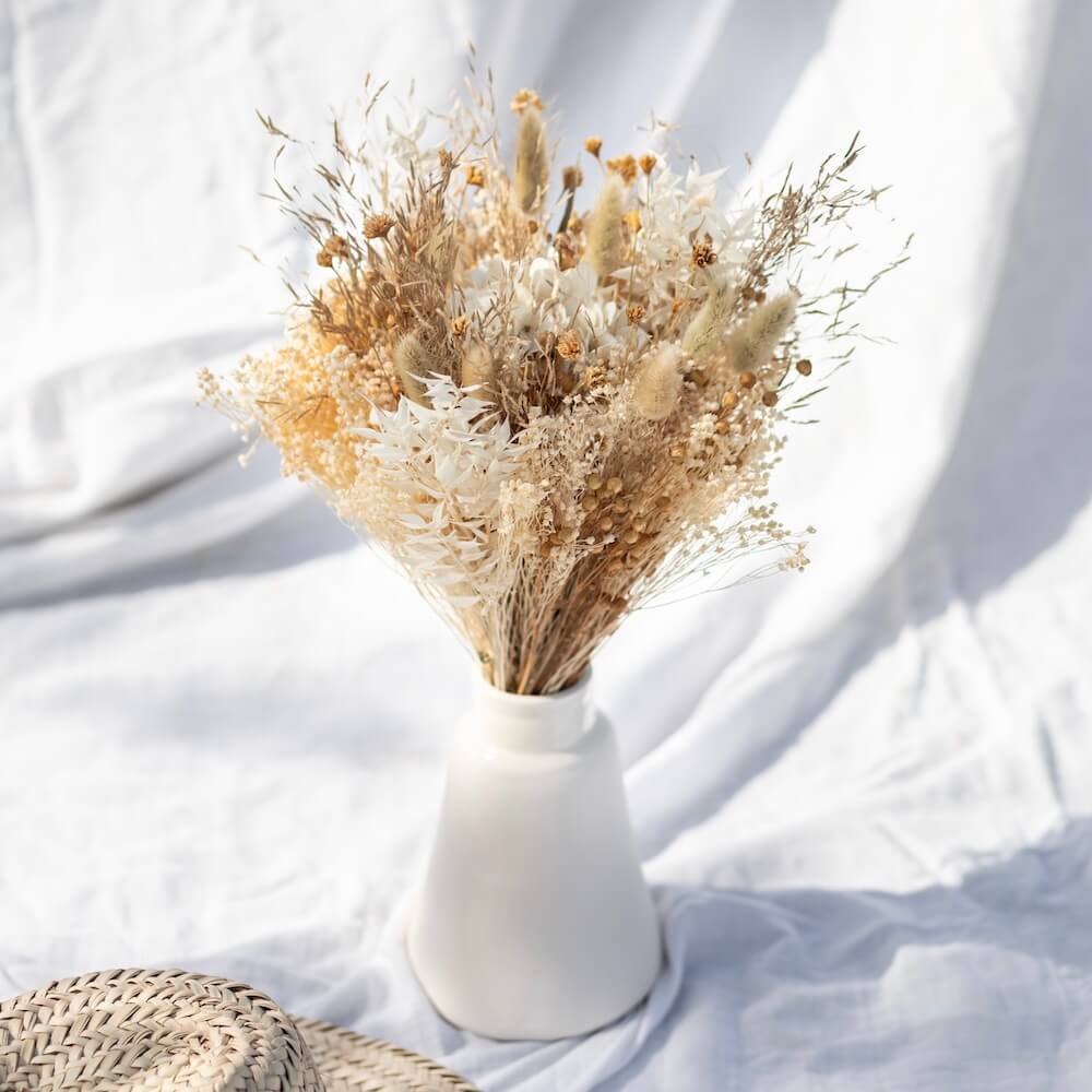 Flowrette Côme Bouquet fleurs séchées taille M beige naturel