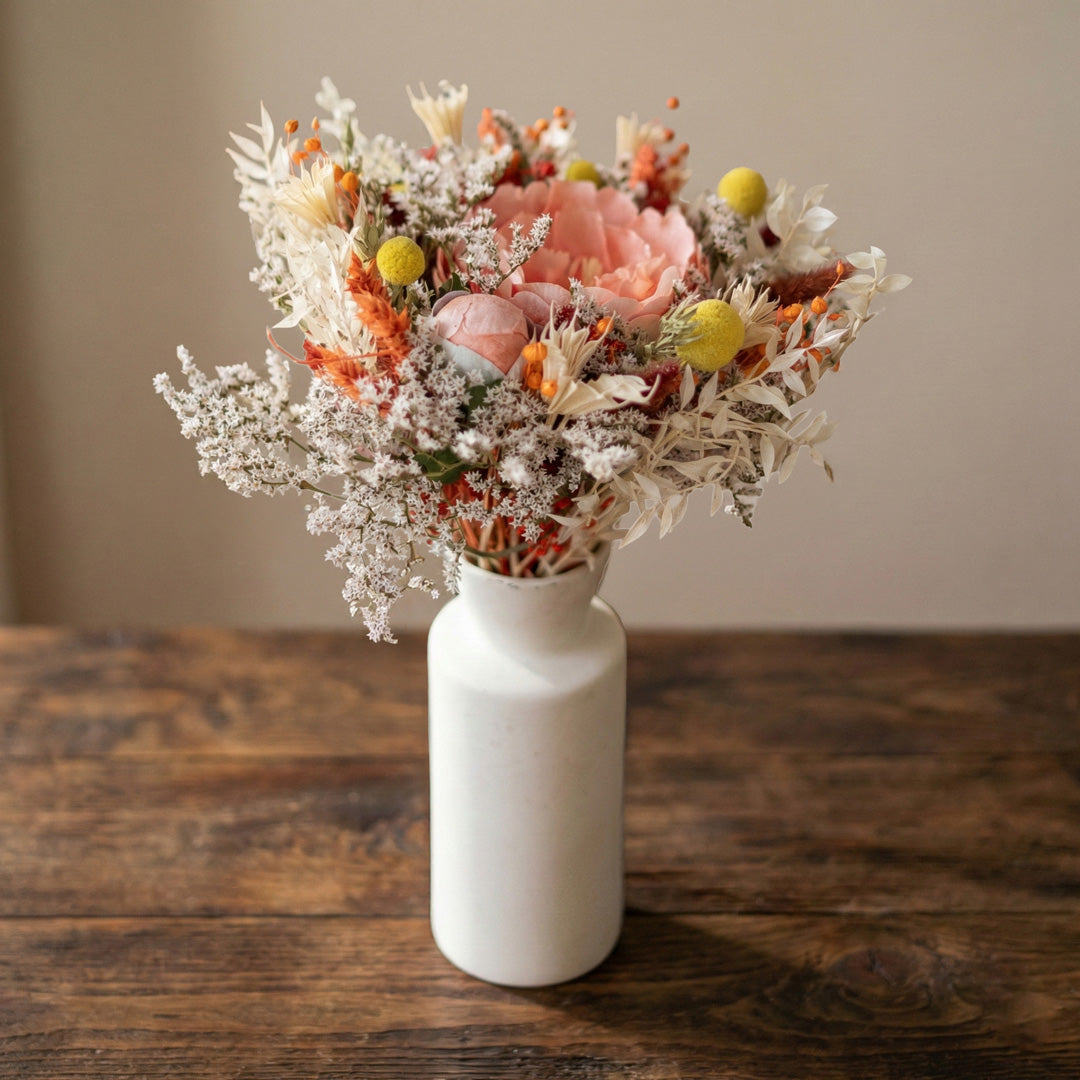 Flowrette Apollinaire bouquet mixte séché pêche