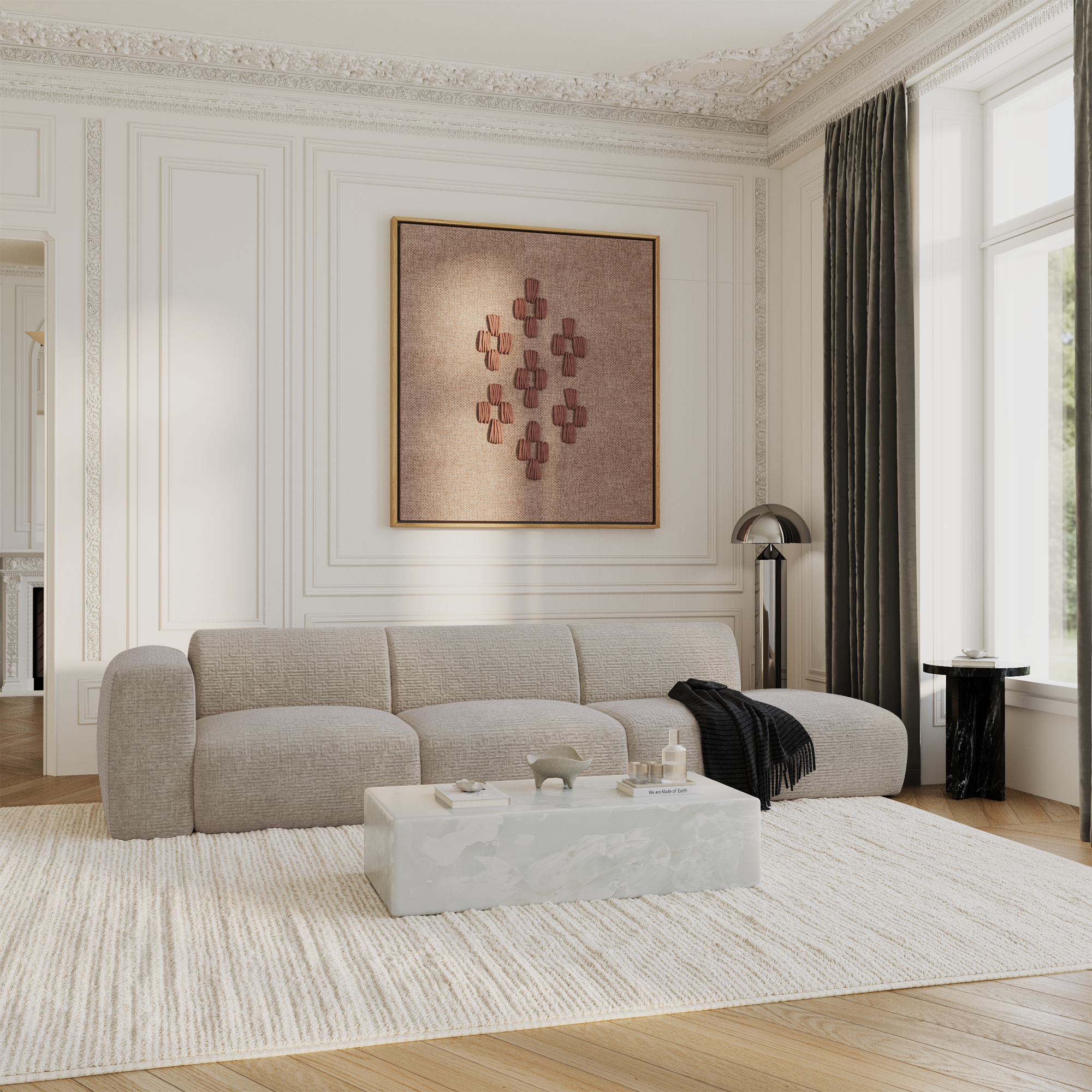 Sia Home Myra canapé droit crème 5 places