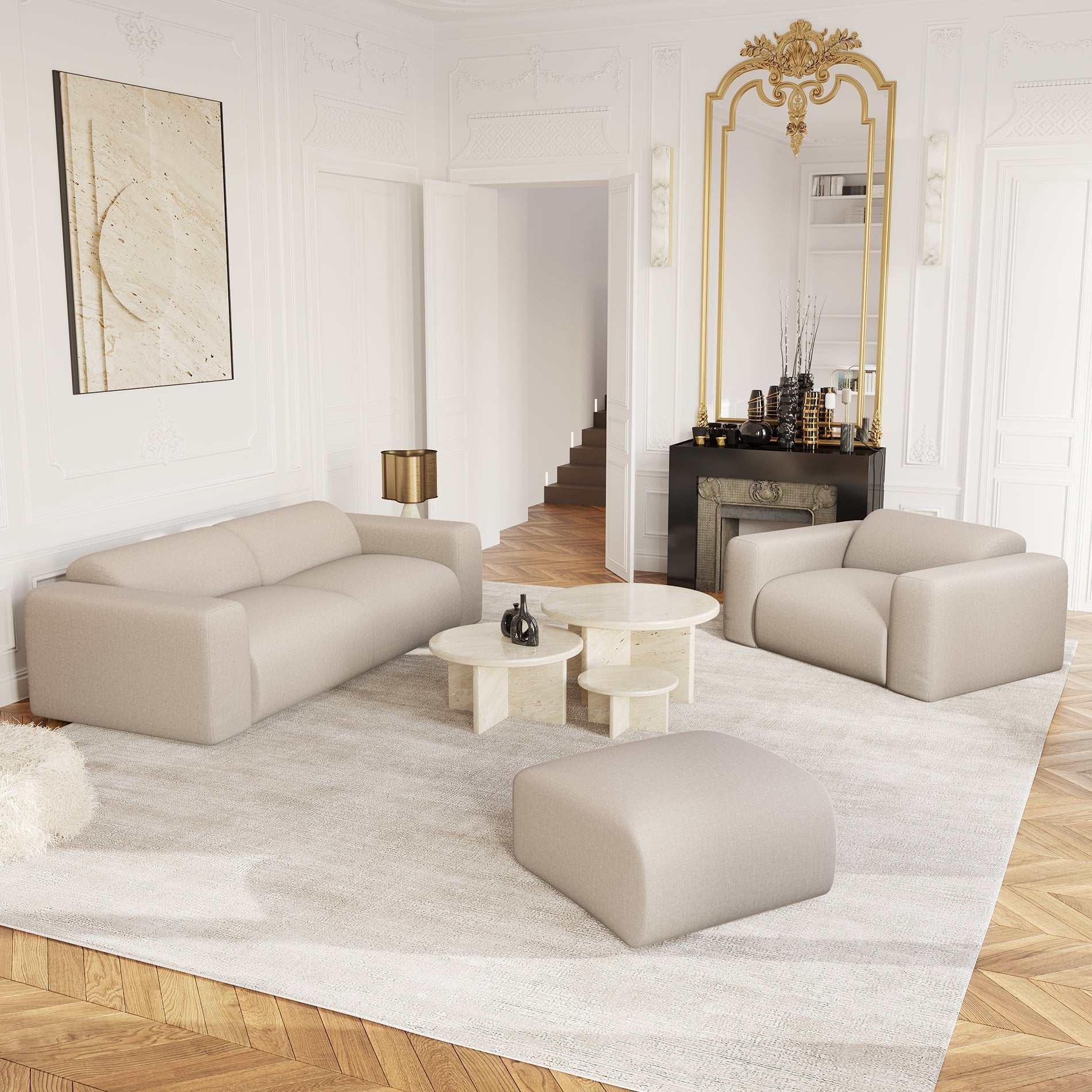 Sia Home Myra fauteuil beige assise généreuse tissu