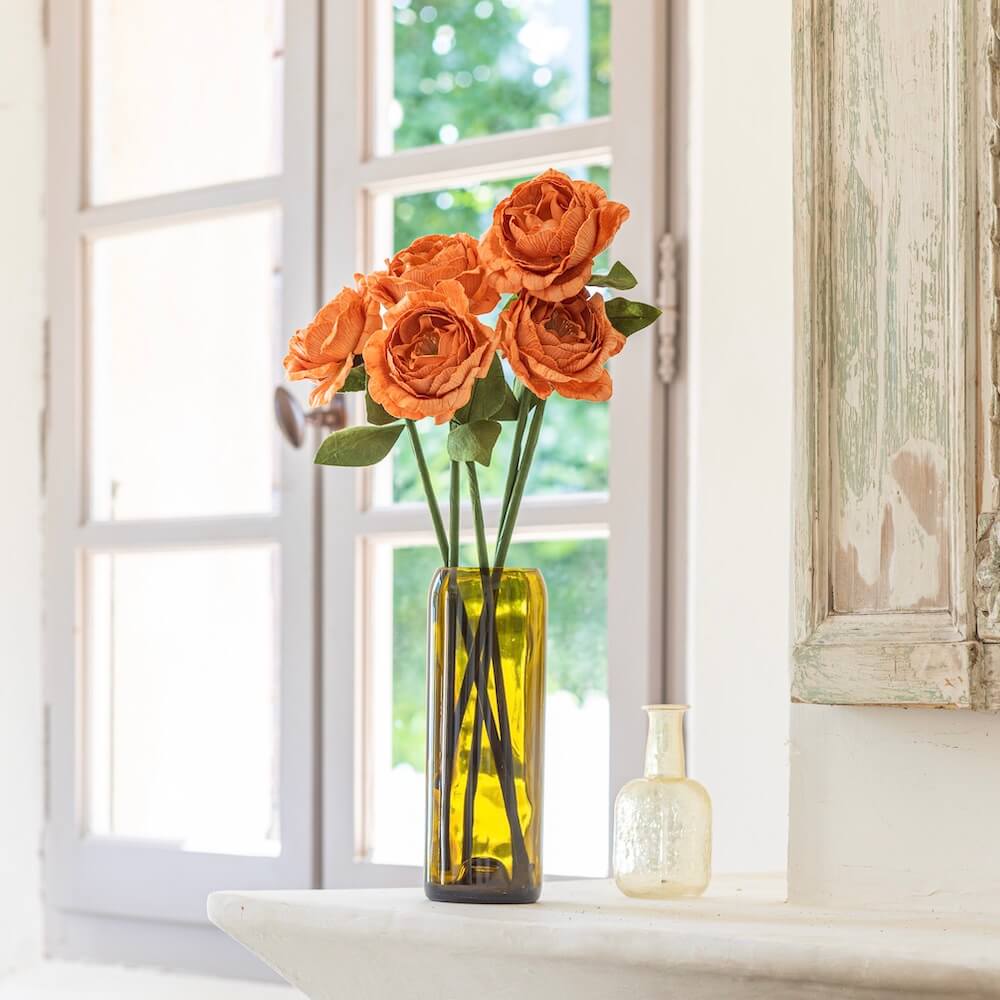 Flowrette Camélia Papier Orange Fleur x1 Éternelle