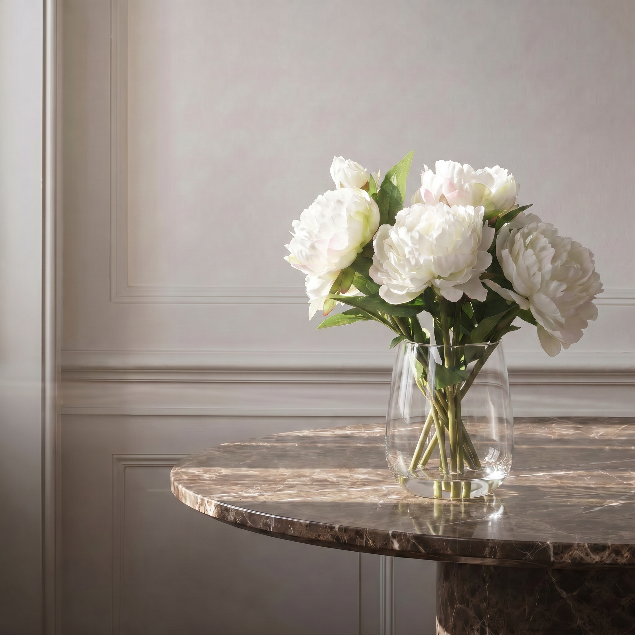 Sia Home pivoines composition artificielle blanche vase 40 cm
