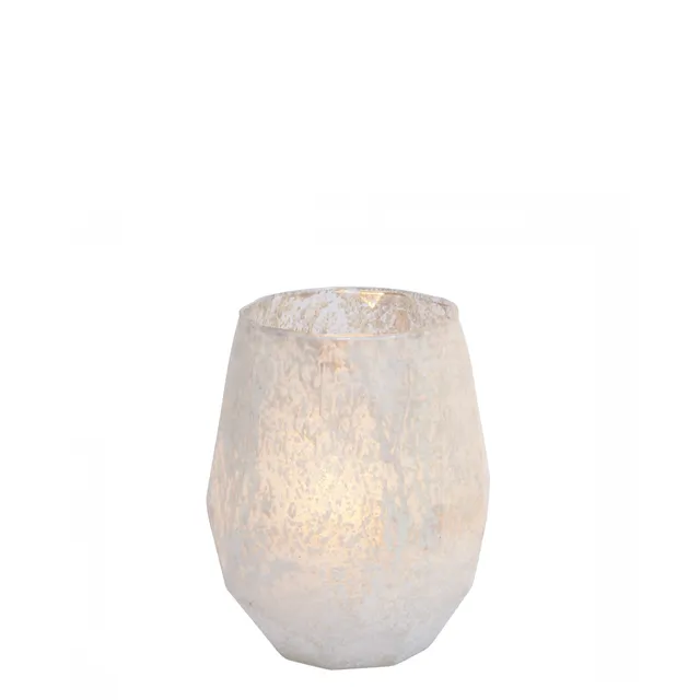 Sia Home Photophores Snowy 18 cm photophore blanc verre givré