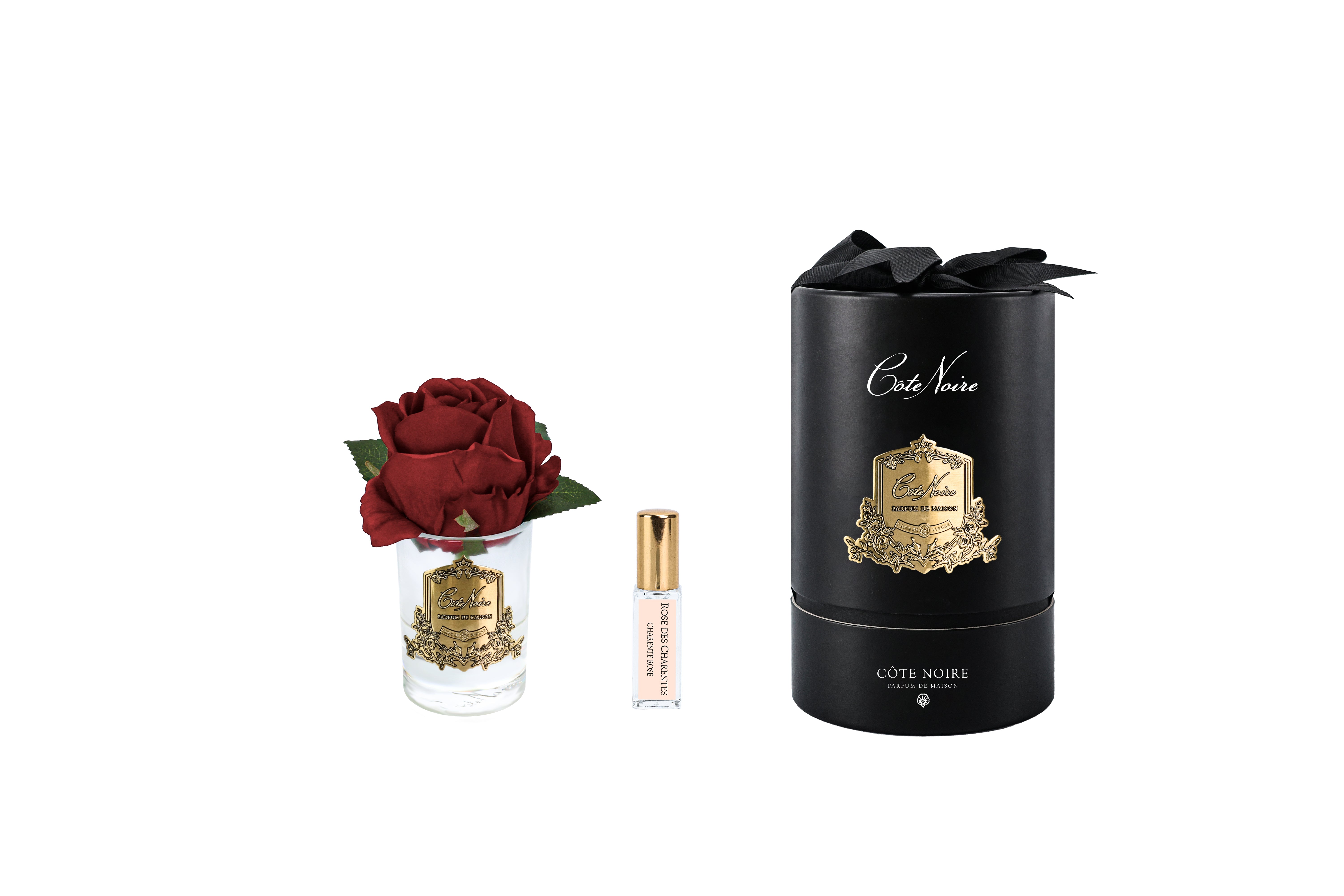 Côte Noire Perfumed Flowers RMR44 fleur parfumée rouge vase verre