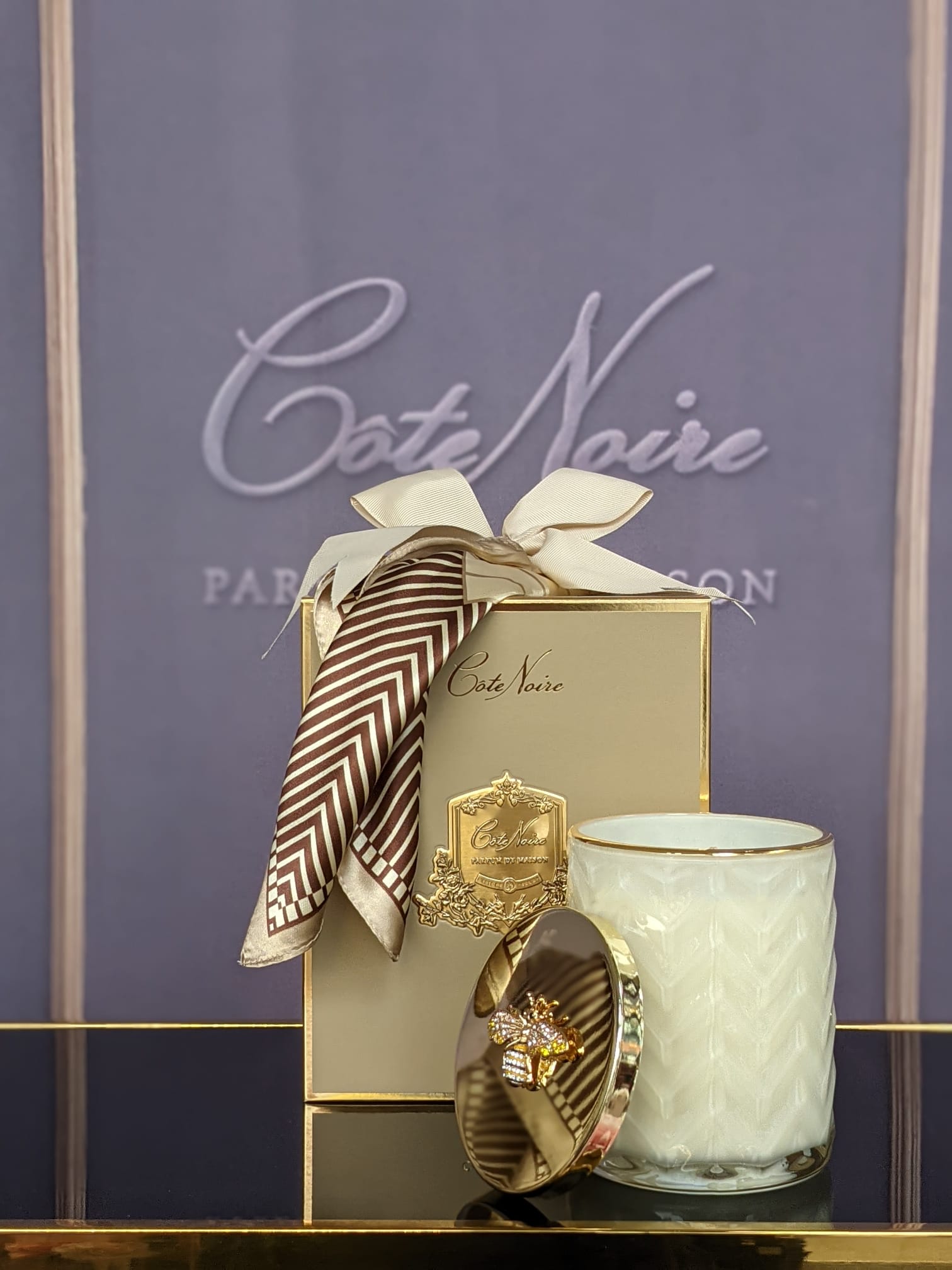 Côte Noire Herringbone Bougie Vanille Blanche Crème 600 g