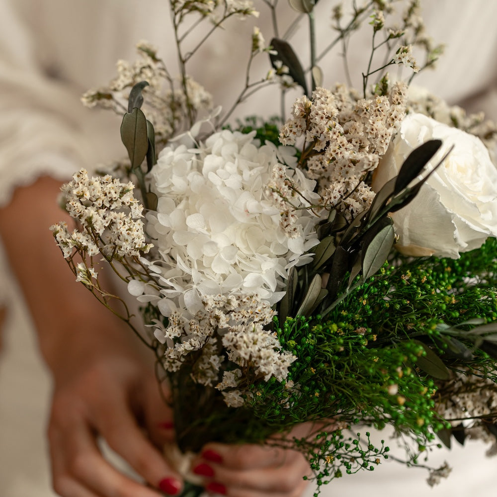 Flowrette Bouquet Saint-Germain stabilisé blanc taille M