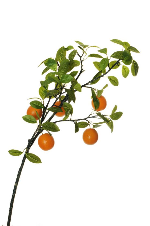 Feuillazur Rungis Branche de 5 oranges fleur artificielle orange 120cm