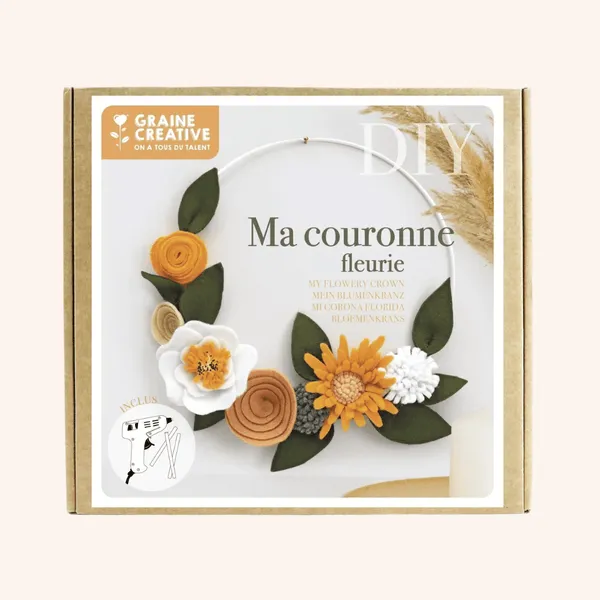 Flowrette kit DIY couronne fleurs feutrine 20 cm