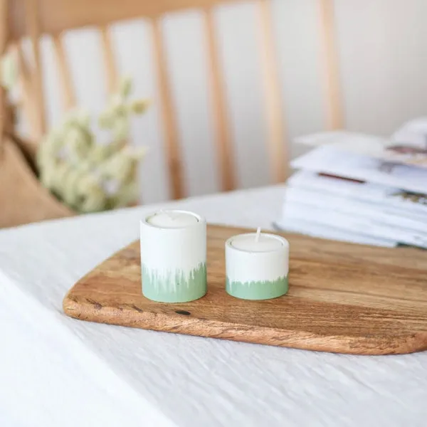 Flowrette Bougies Duo Bougeoirs Béton Vert Blanc 3,8 cm