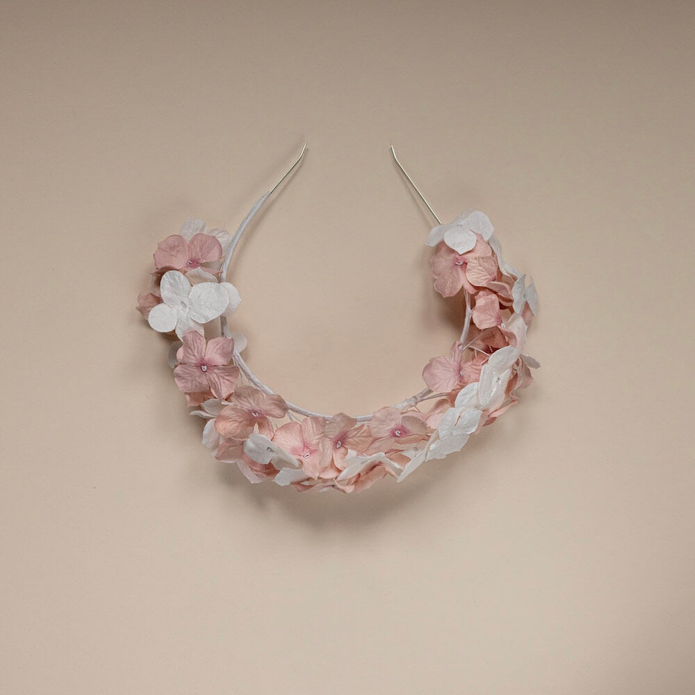Flowrette Serre tête papier blanc rose serre tête taille L