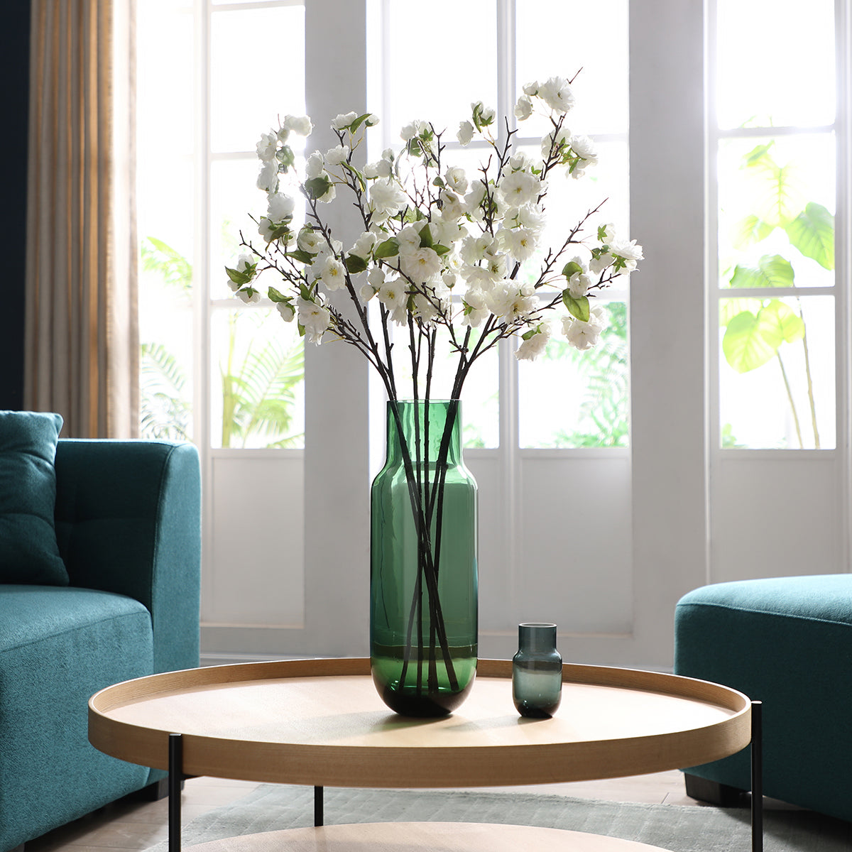 Sia Home Bottle vase vert verre transparent 12 cm soliflore