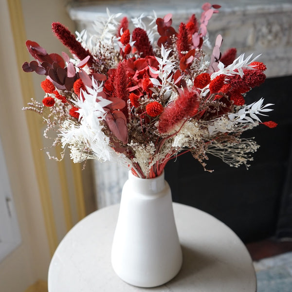 Flowrette Bouquet Beautiful Love fleurs séchées rouge blanc